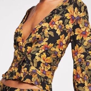 Free People Love Letter Floral Long Sleeve Crop Top